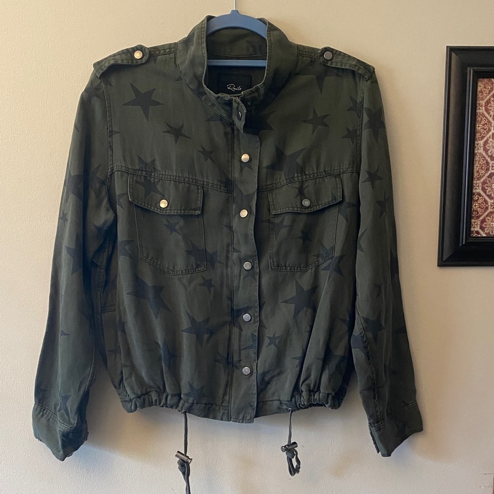 REVOLVE Rails Collins Military Jacket in Sage with Black Stars - Picture 3 of 16
